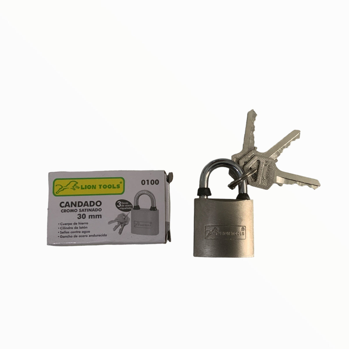 Candado de hierro de 30 mm con tres llaves, modelo 0100