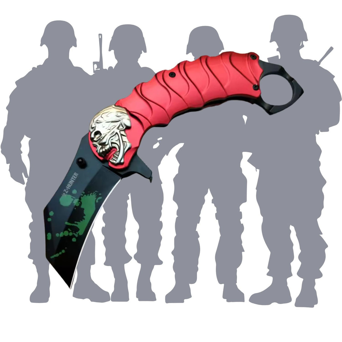 Navaja plegable calavera estilo karambit con clip 101-13 - foto 4