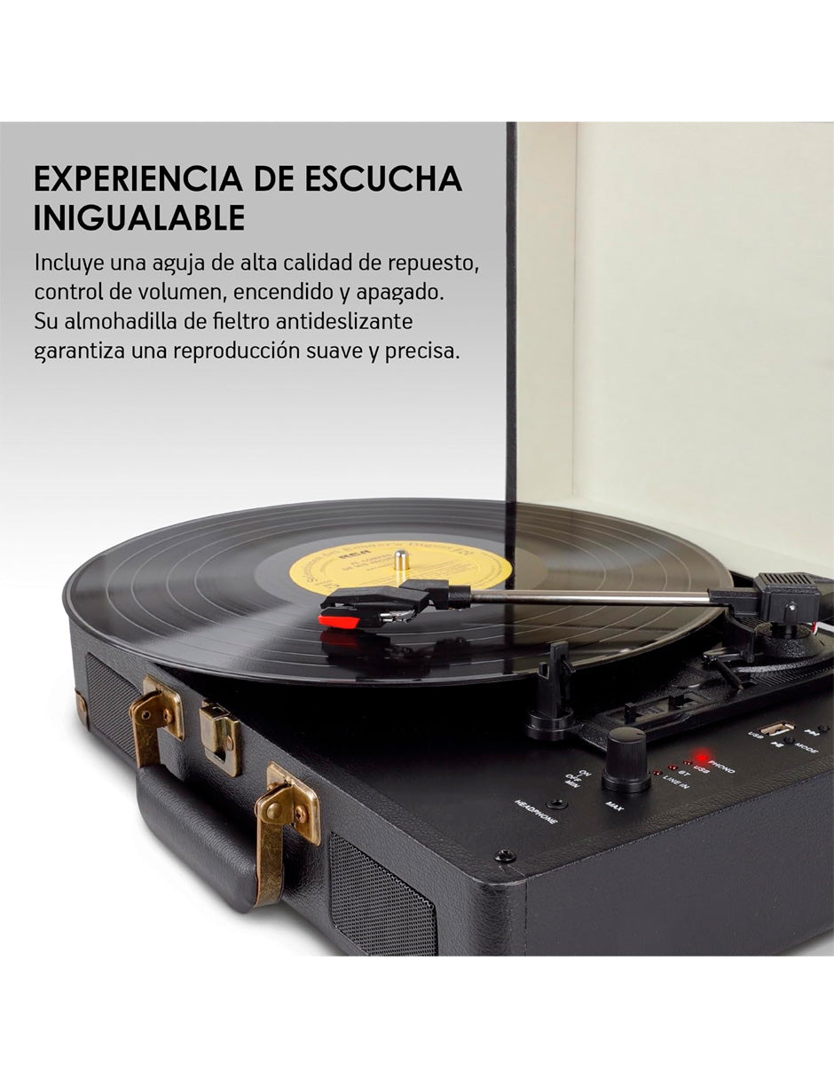 Tocadiscos Vinilo Bluetooth Petukita Box – Diseño Vintage Portátil