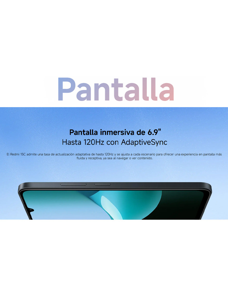 Smartphone Xiaomi Redmi 15C 128GB 4GB RAM Mint Green | Pantalla 6.9", Cámara 50MP, HyperOS