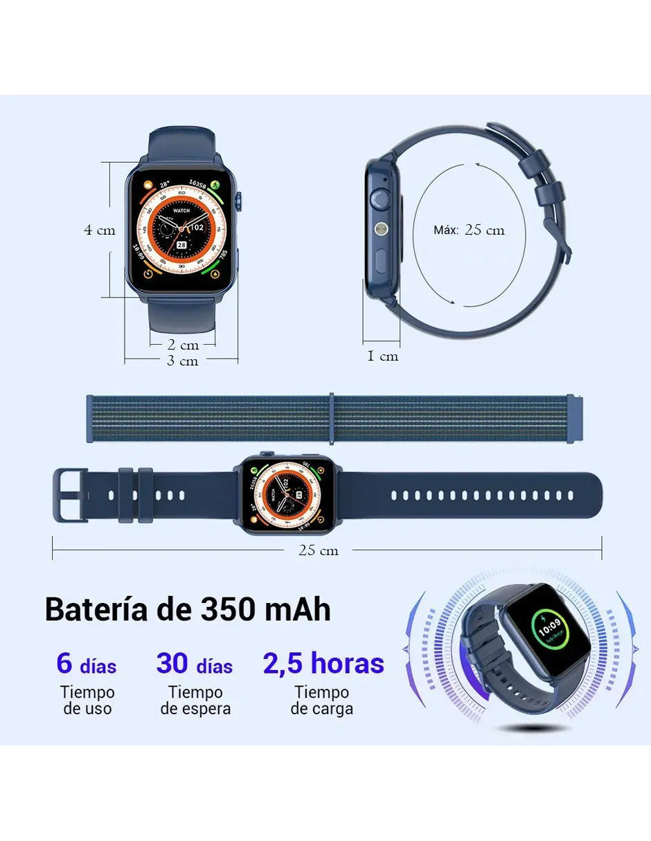 Smartwatch IOWOR30 Petukita Box Azul con Linterna