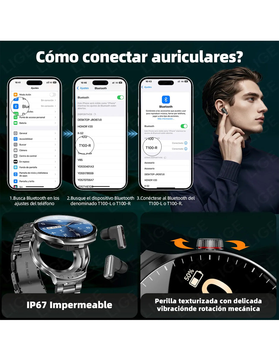 Smartwatch BWT100 Petukita Box con Auriculares 2-1