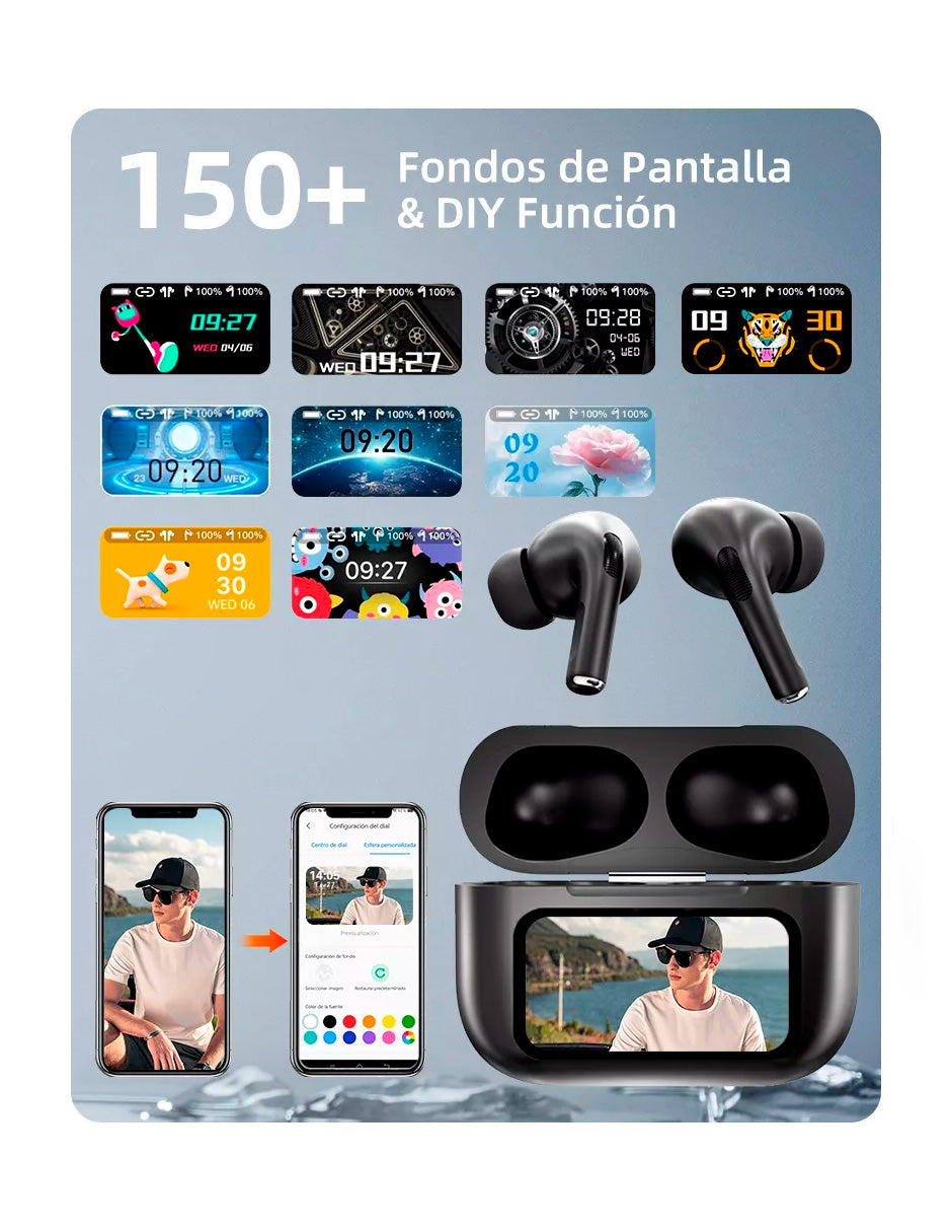 Audífonos Petukita Box A9 pro con Pantalla inteligente LED