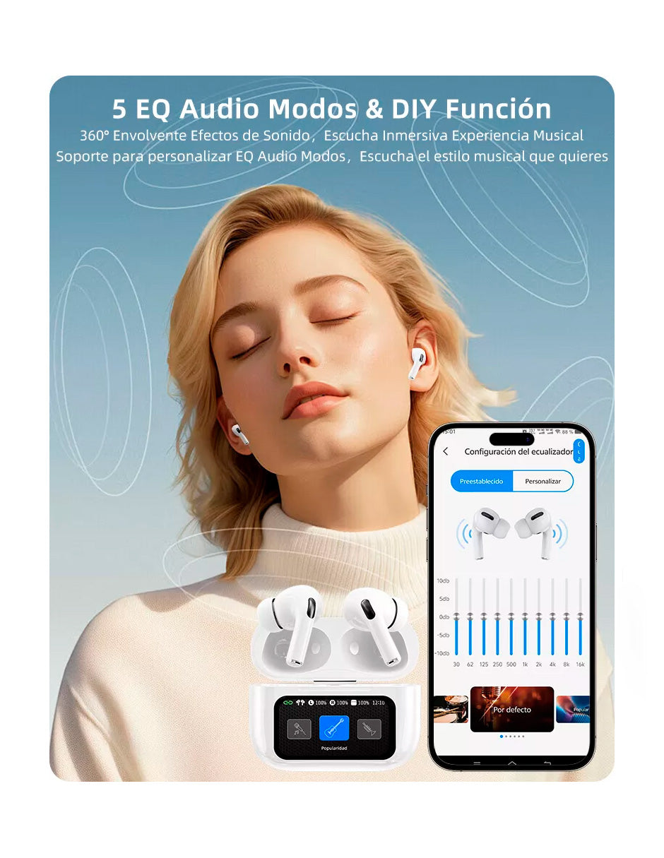 Audífonos Petukita Box A9 pro con Pantalla inteligente LED