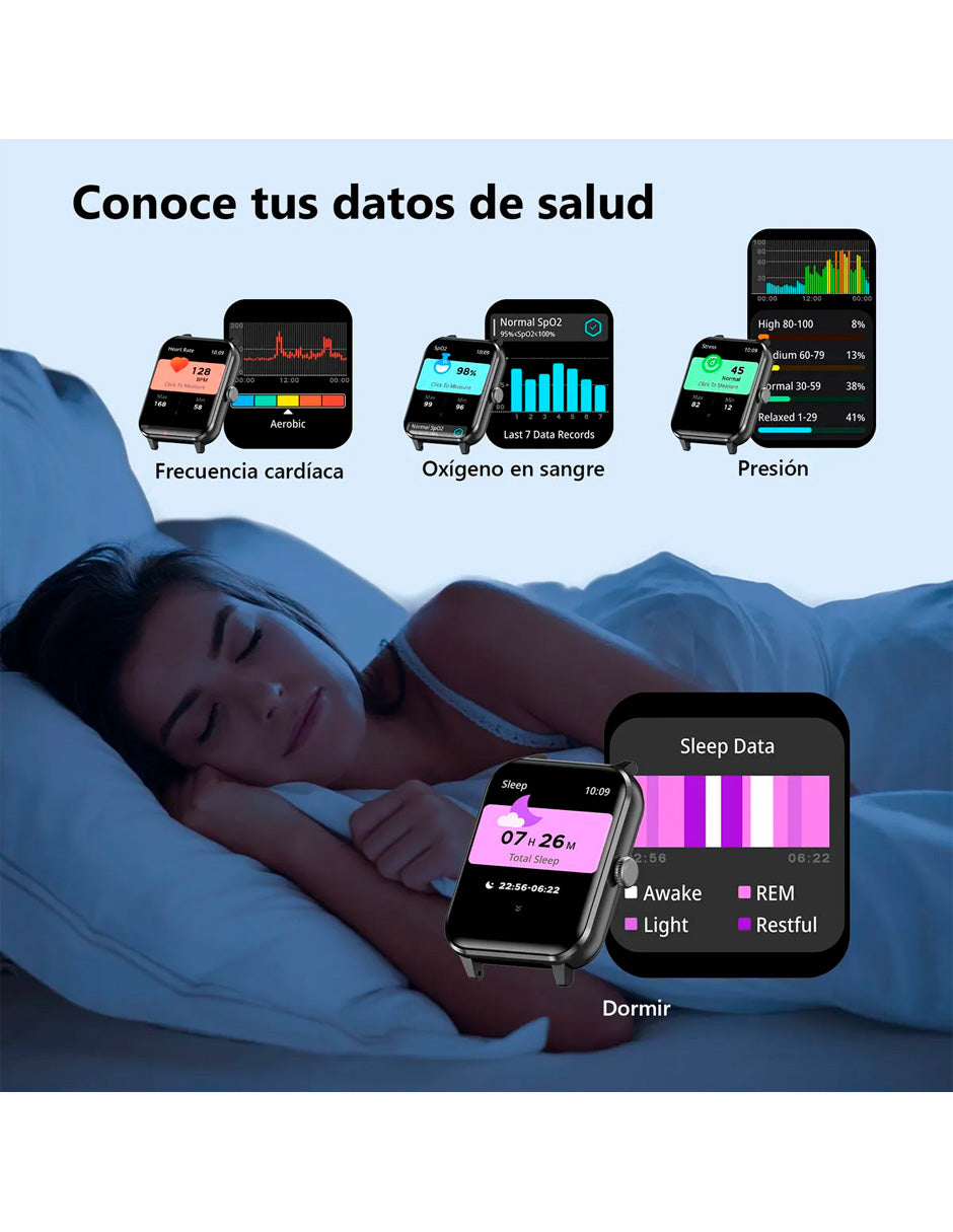 Smartwatch Hombre Mujer Llamada Bluetooth Negro