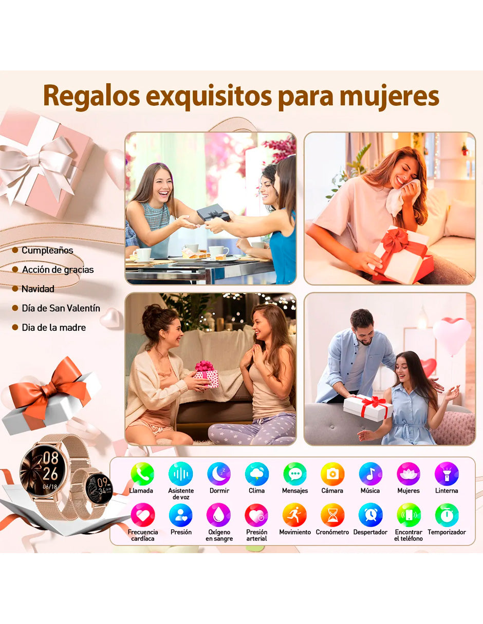 Smartwatch Deportivo BW0608 Dorado Metálico