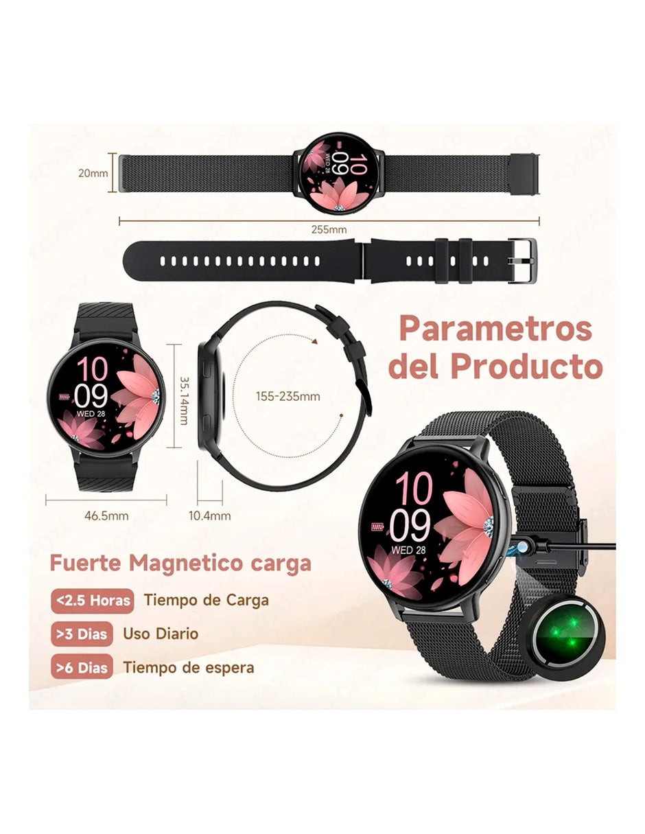 Smartwatch BW0608 Metálico Compatible Android/iOS Correa de Acero Negro