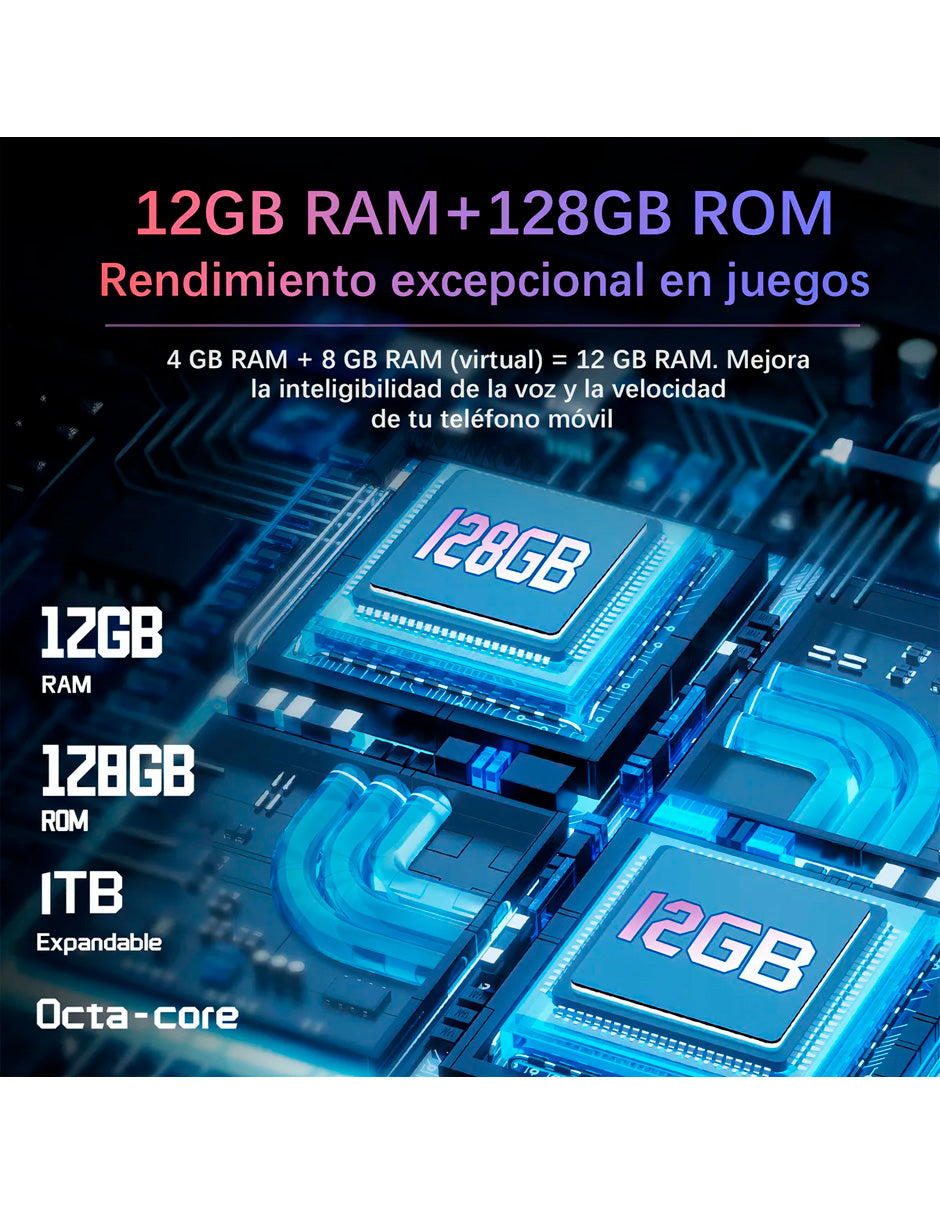 SmartPhone C36 con 12 gb Ram 128 gb Rom 5150 Mah con Android 14 AZUL