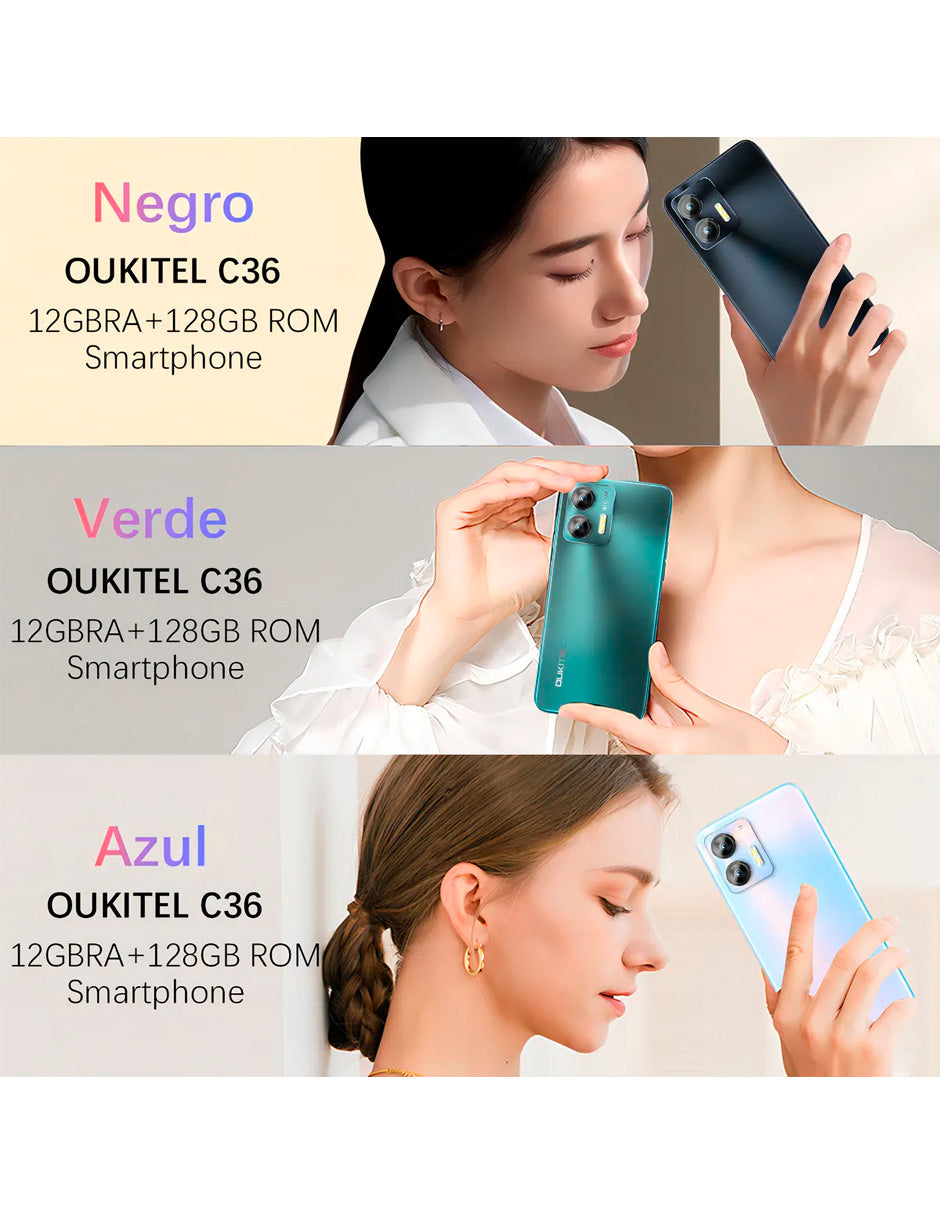 SmartPhone C36 con 12 gb Ram 128 gb Rom 5150 Mah con Android 14 VERDE