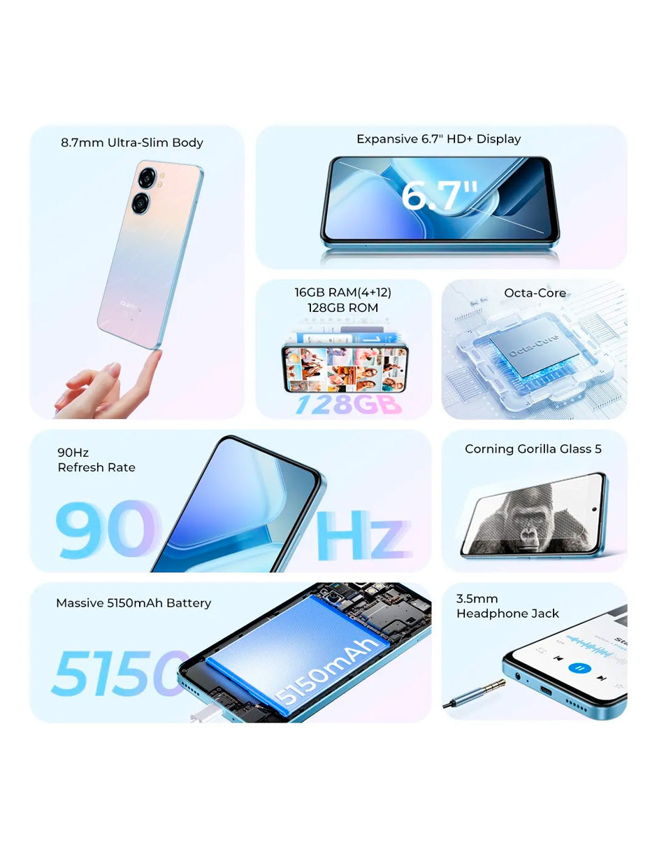 SmartPhone C58 Dual Sim con 16(4+12)+128 Gb Expansión 1tb (con MicroSD) VERDE