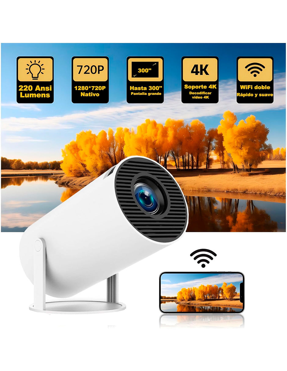Combo Proyector Cañon Petukita Box Hd con Android/Wifi + Echo Pop Lila + Mochila de Viaje Beige
