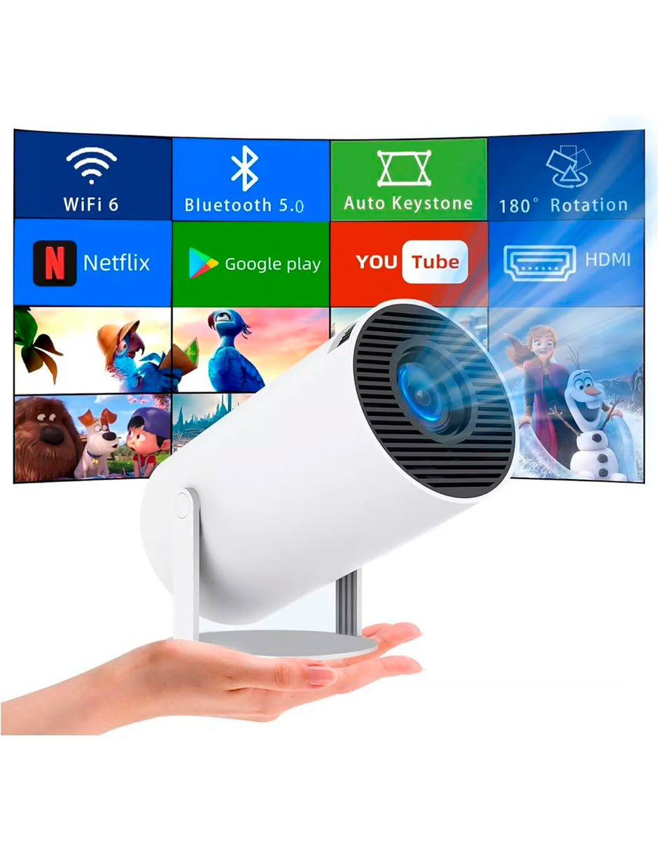 Combo Proyector Cañon Petukita Box Hd con Android/Wifi + Echo Pop Lila + Mochila de Viaje Beige