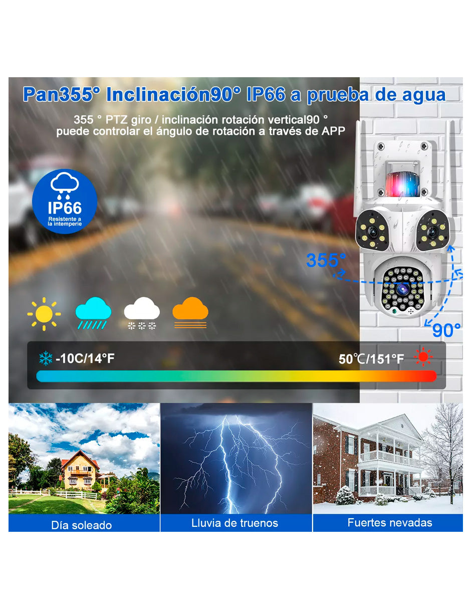 Cámara De Vigilancia Petukita Box S35 con Wifi/8mp De Tres Lentes