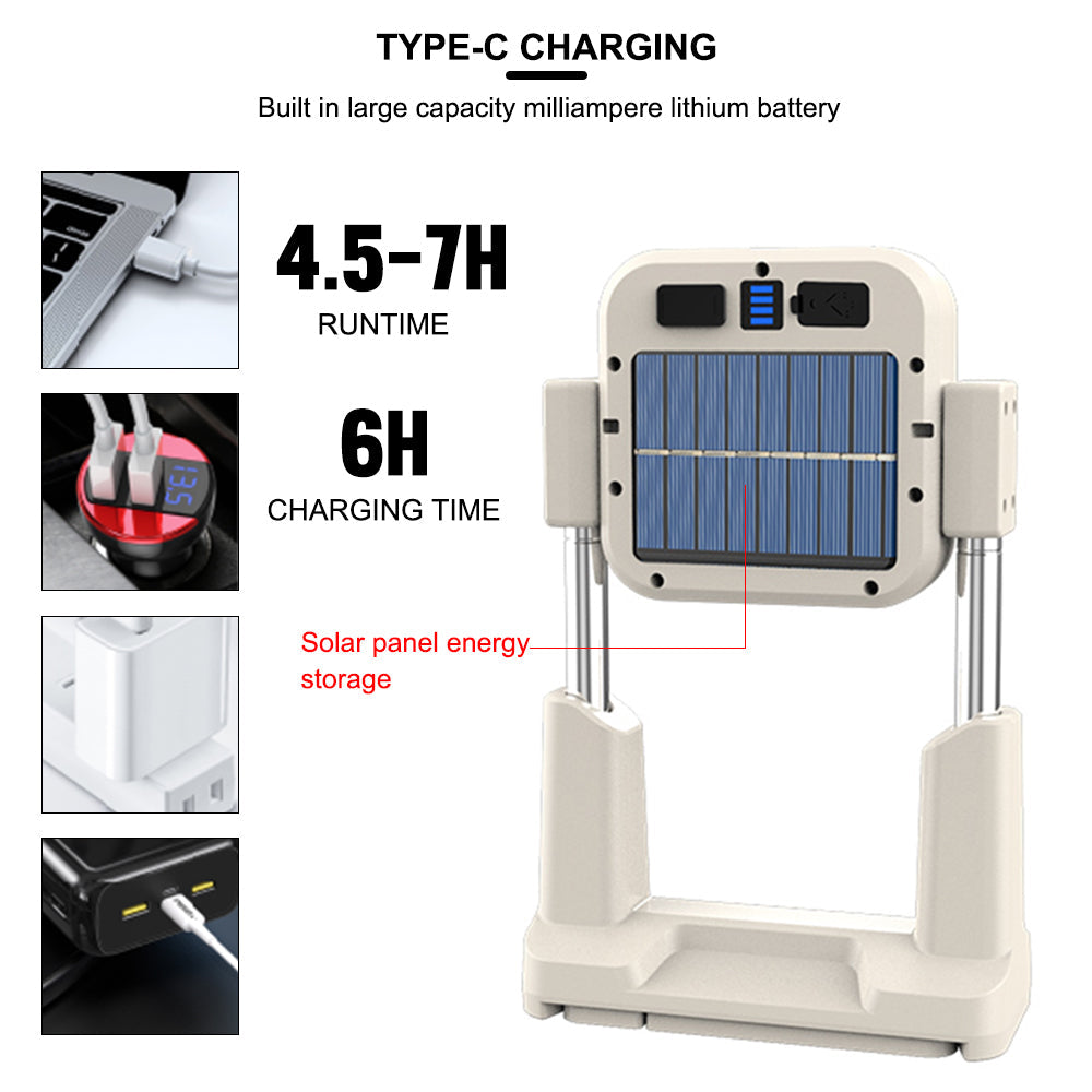 Lámpara LED de 1000 lúmenes con soporte telescópico y panel solar - foto 5