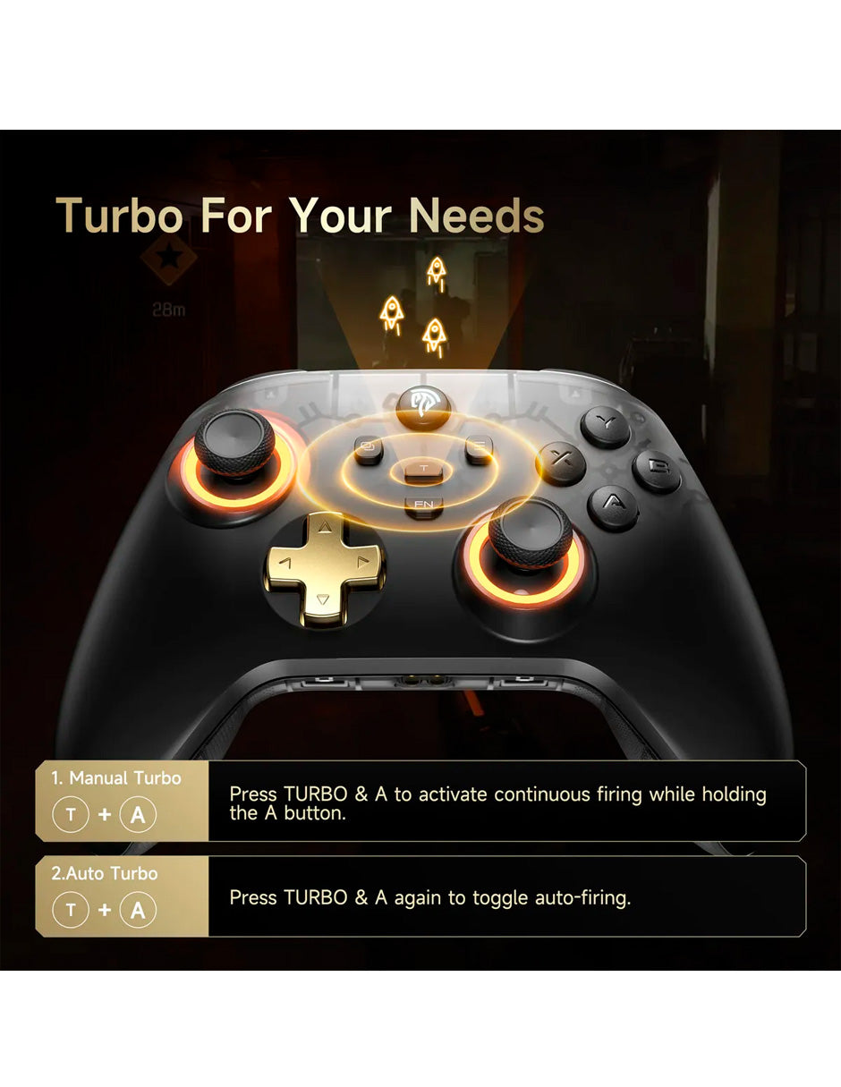 Control D05 de Joystick Inalámbrico Bluetooth Gamepad Luz RGB NEGRO