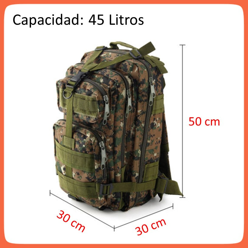 Mochila táctica de asalto de 45 litros en poliéster 1000D con MOLLE - foto 9