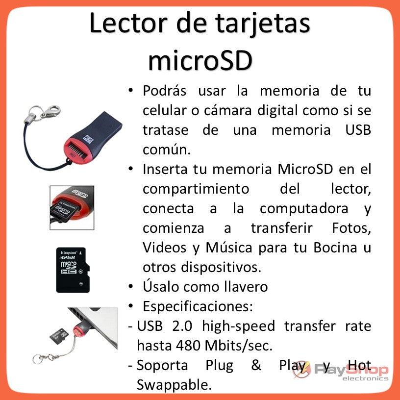 Lector de tarjetas microSD USB 2.0 tipo llavero - foto 2