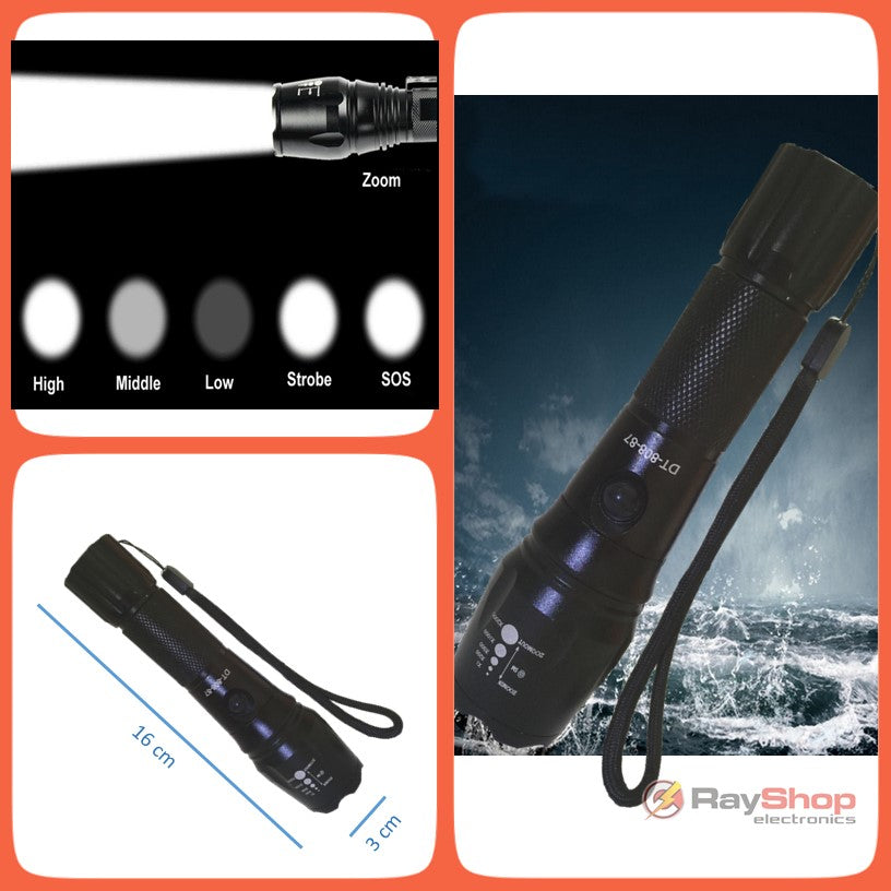 Lámpara táctica de 2000 lúmenes con LED CREE XP-E R3 y zoom, 5 modos (DT7A) - foto 3