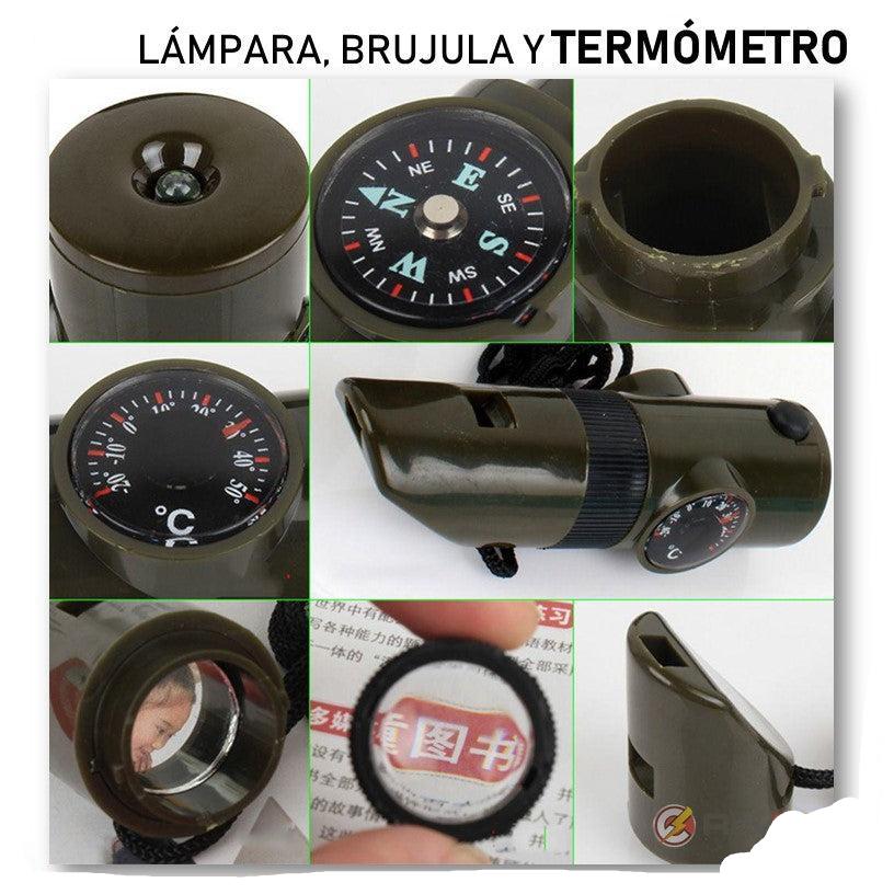 Silbato de supervivencia 7 en 1 con brújula, linterna, termómetro y lupa (PJ295) - foto 5