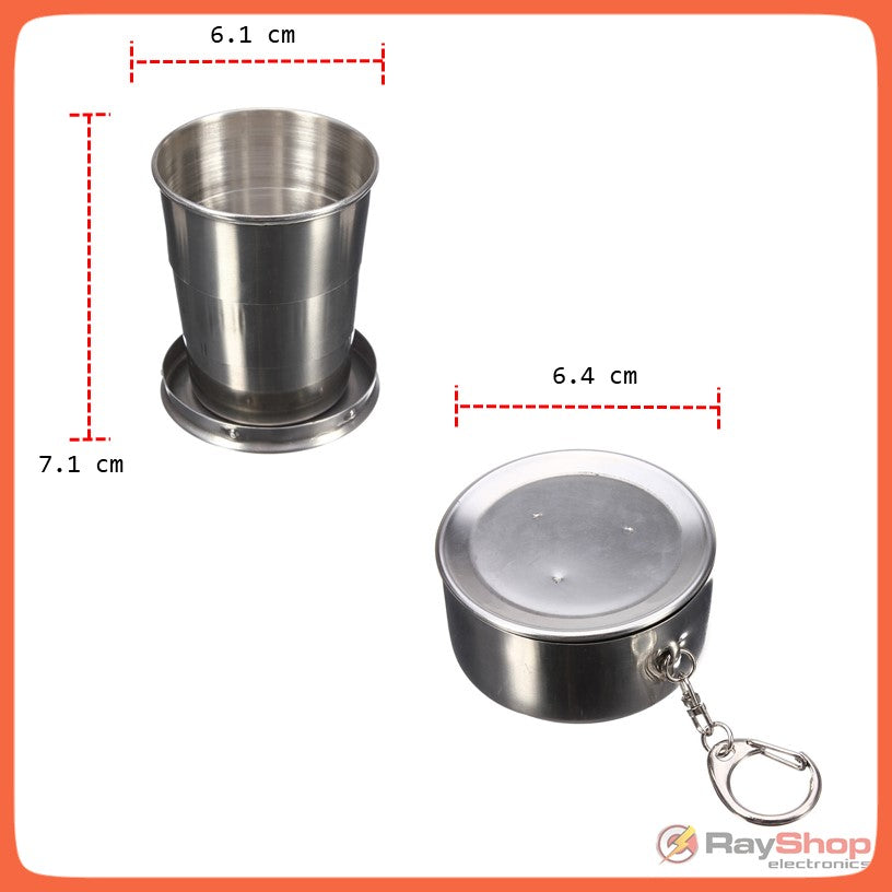 Vaso plegable de acero inoxidable de 140 ml para llavero - foto 4