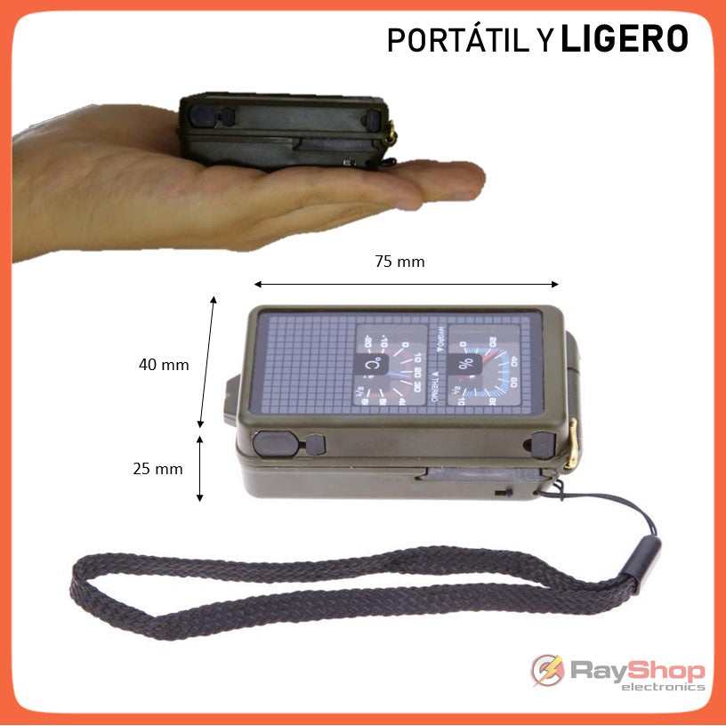 Kit de supervivencia multifunción con brújula, pedernal y termómetro - foto 5