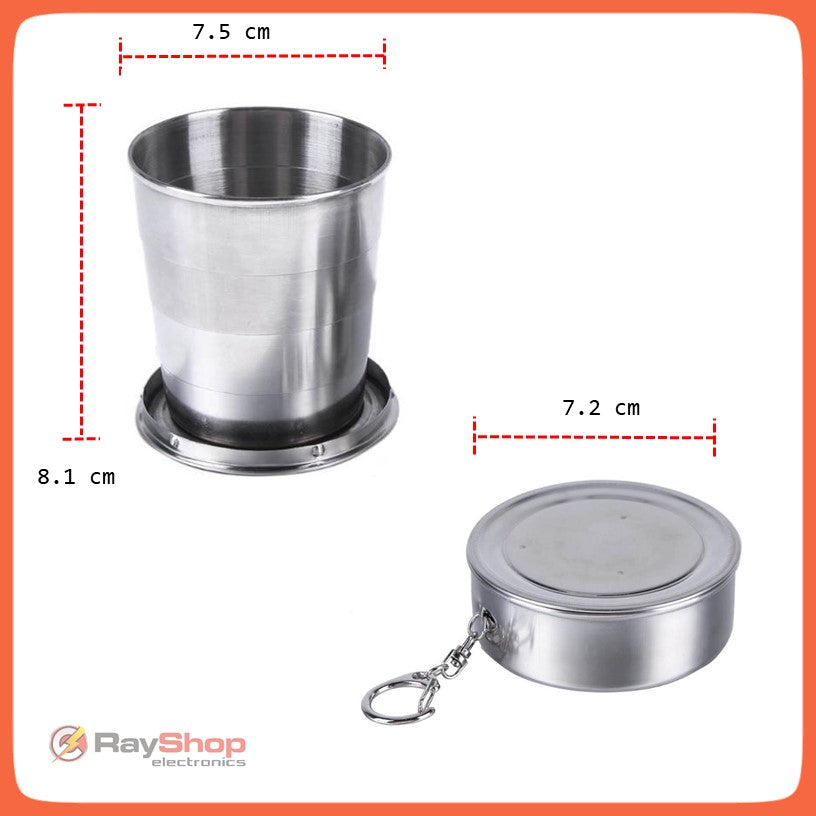 Vaso plegable de acero inoxidable de 250 ml para llavero - foto 4