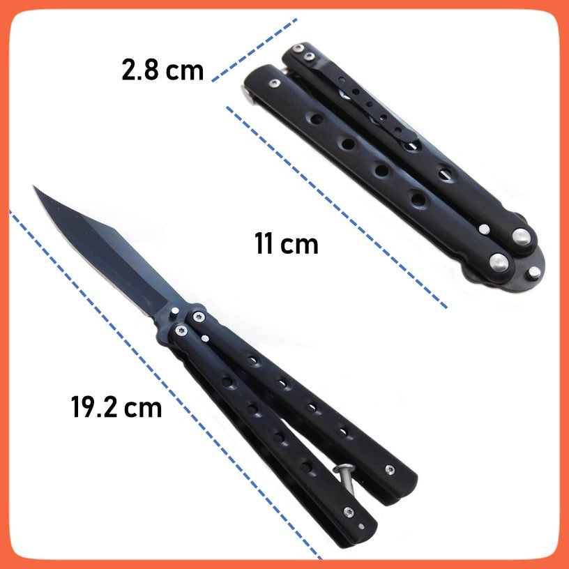 Navaja mariposa balisong negra de acero inoxidable - foto 5