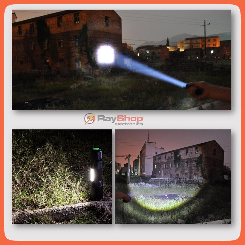 Mini linterna táctica recargable con zoom y luz lateral COB - foto 6
