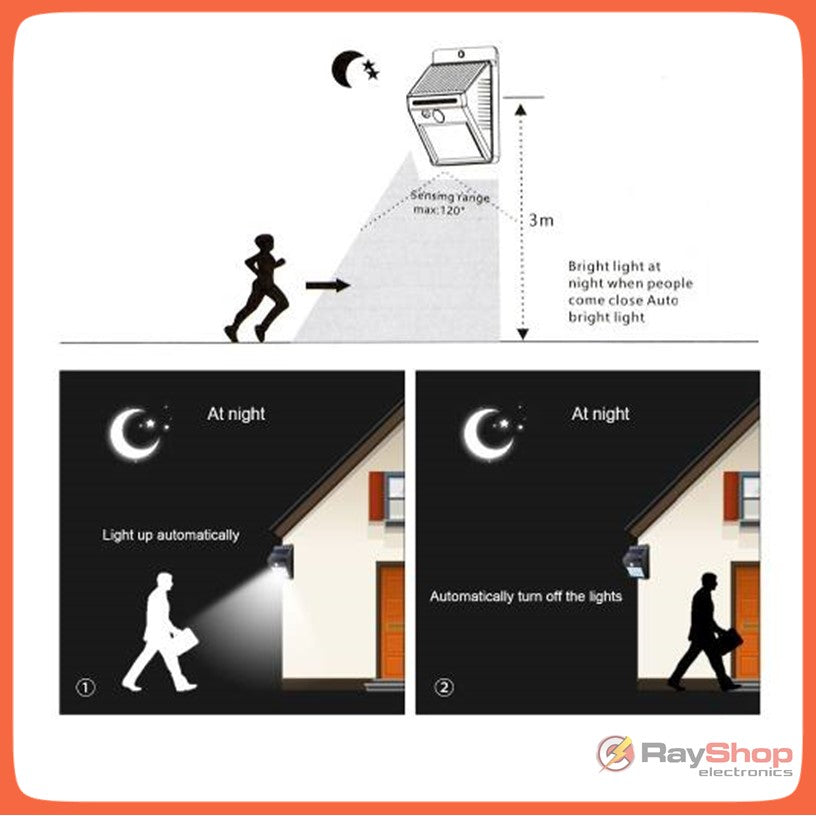 Lámpara solar de pared con 10 LED y sensor de movimiento para exterior (GN009) - foto 7