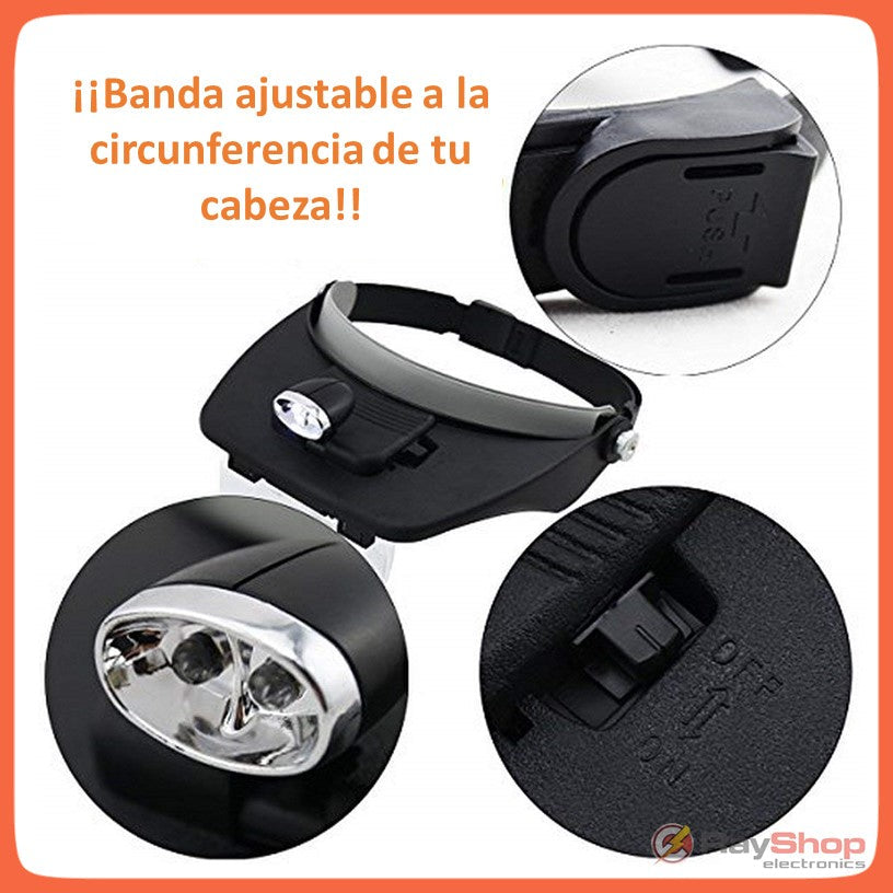 Banda para cabeza con lupas intercambiables y 2 LED de 160 lúmenes (FDJ1A) - foto 8