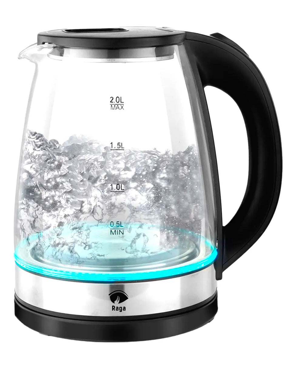 Tetera Eléctrica tipo Jarra De Vidrio Hervidor 2 Lt Acero Inoxidable