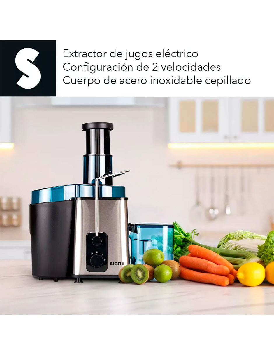 Extractor De Jugos Eléctrico 2 Velocidades Jarra 500ml 1000w Color Plateado
