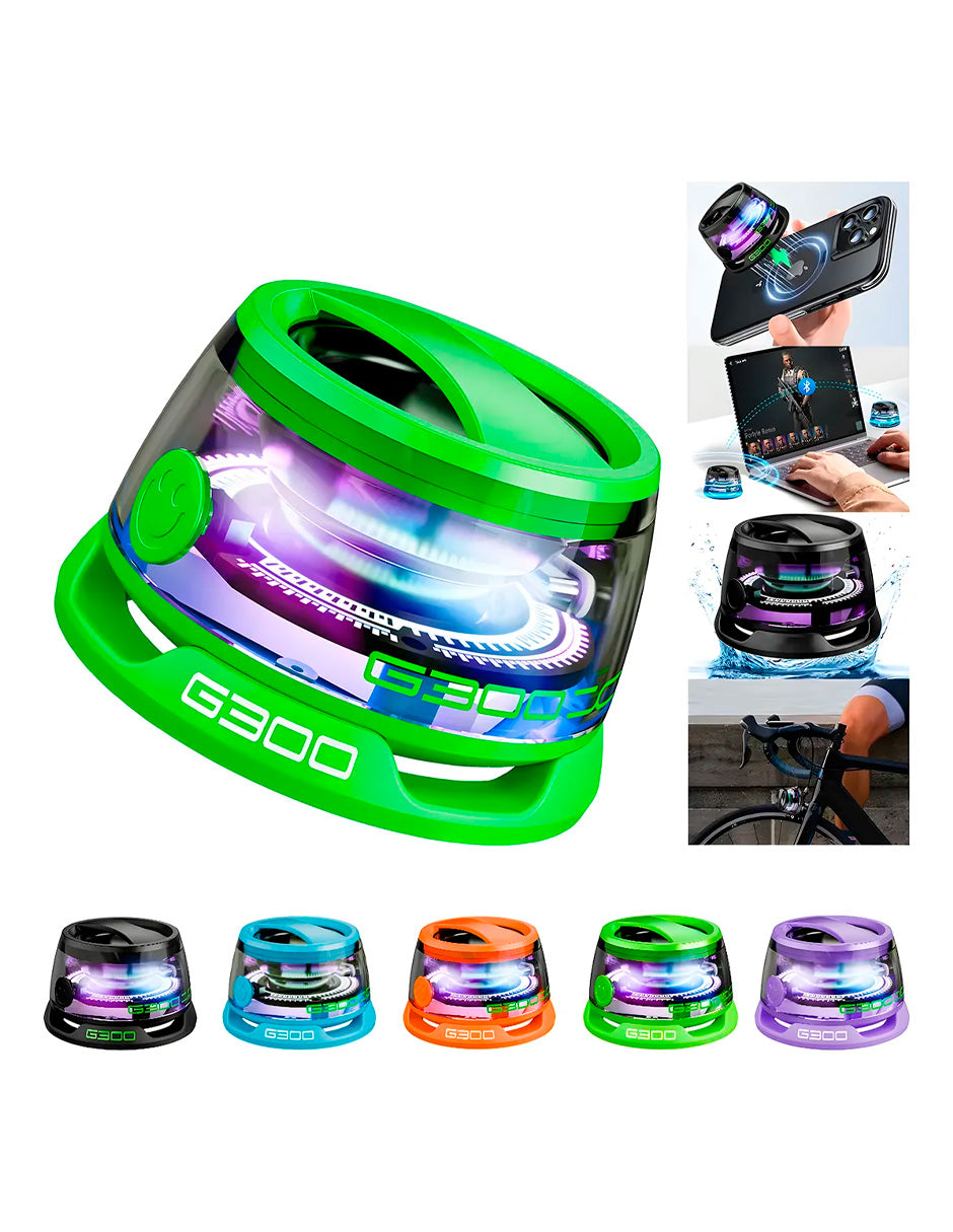 Altavoz Magnético Bluetooth 5.3 con Luz RGB Modelo G3 Estilo Futurista Verde