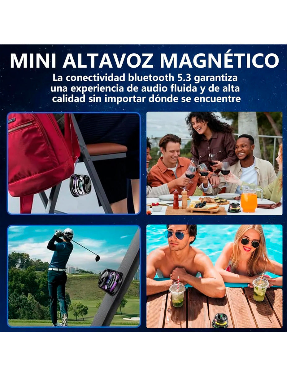 Altavoz Magnético Bluetooth 5.3 con Luz RGB Modelo G2 Estilo Futurista Negro