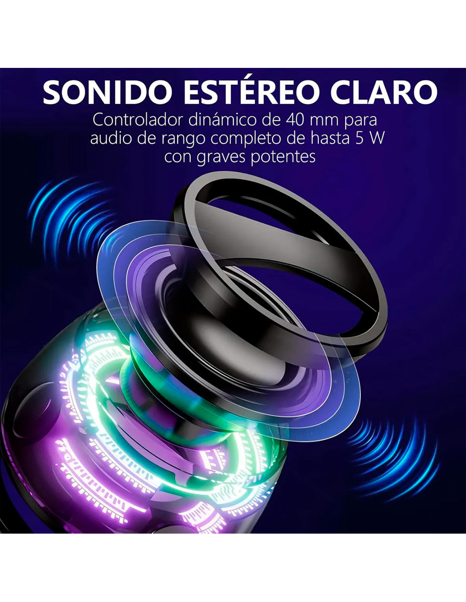 Altavoz Magnético Bluetooth 5.3 con Luz RGB Modelo G2 Estilo Futurista Negro