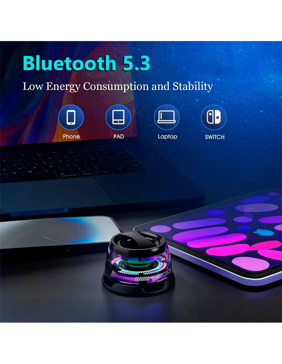 Altavoz Magnético Bluetooth 5.3 con Luz RGB Modelo G2 Estilo Futurista Negro