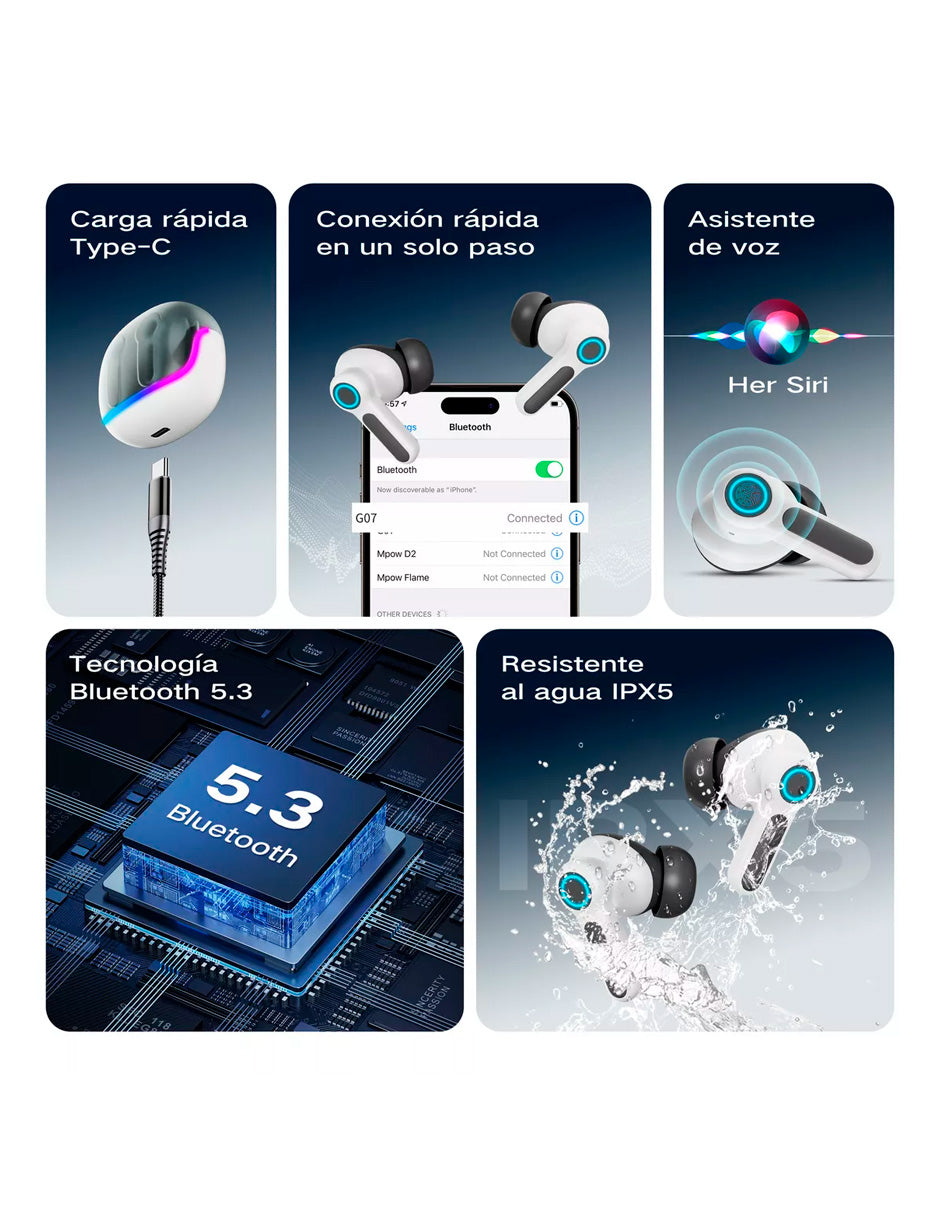 Audífonos Petuktia Box GT pro Inalámbricos tipo Gamer RGB