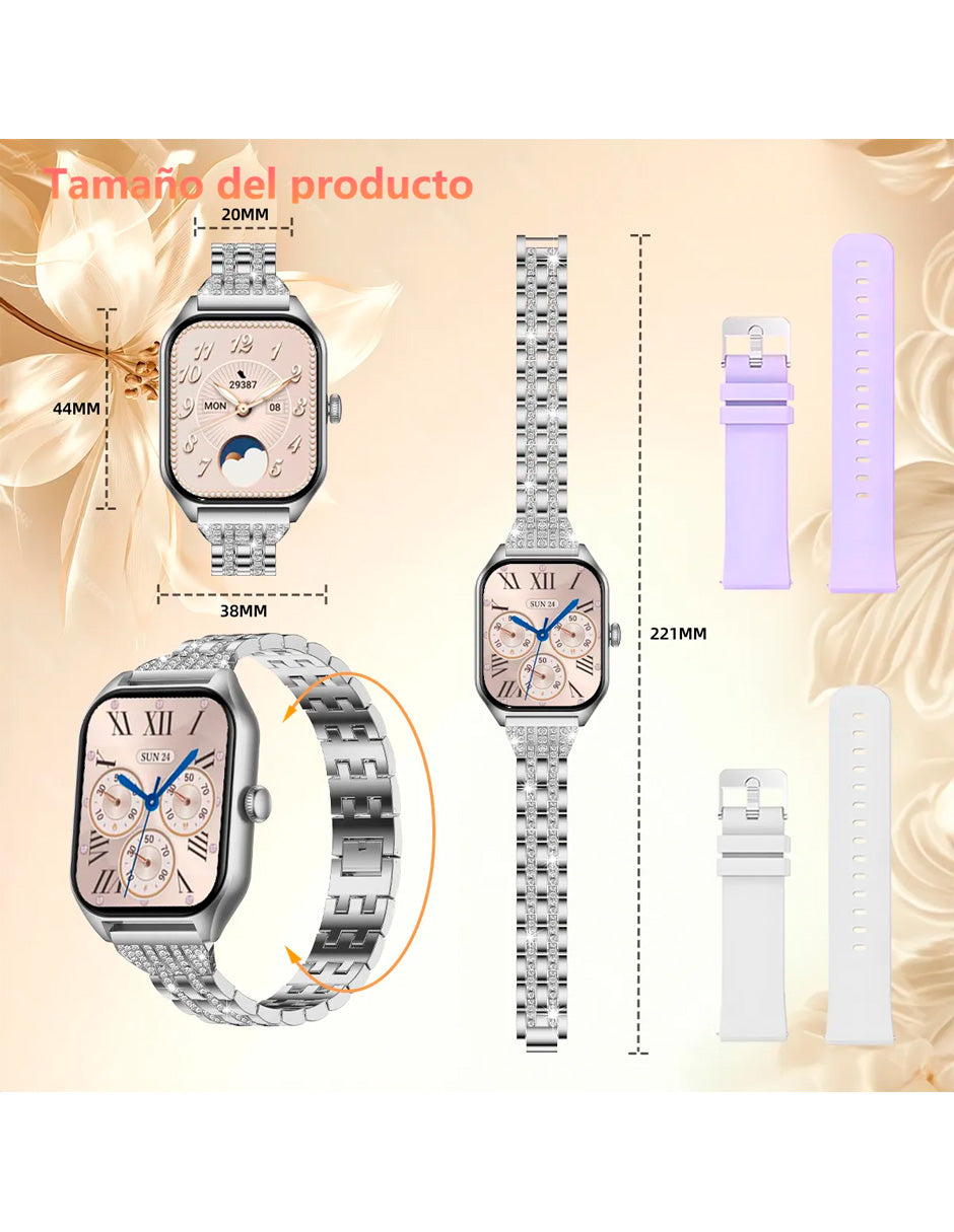 Smartwatch H40 con voz IA y llamada Bluetooth Plata