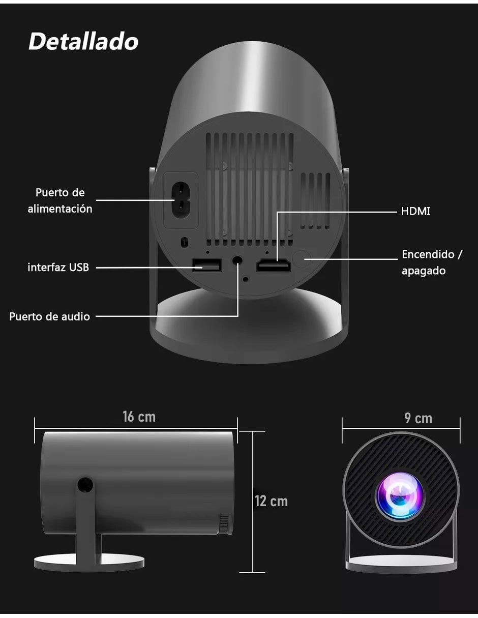 Proyector Cañon Petukita Box Hd con Android/Wifi Led Gris
