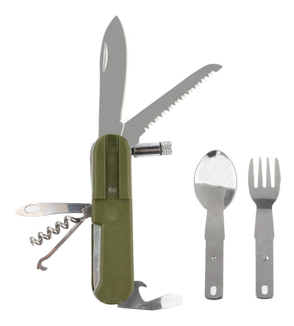 Navaja multiusos 9 en 1 con cuchara, tenedor y lámpara - foto 3