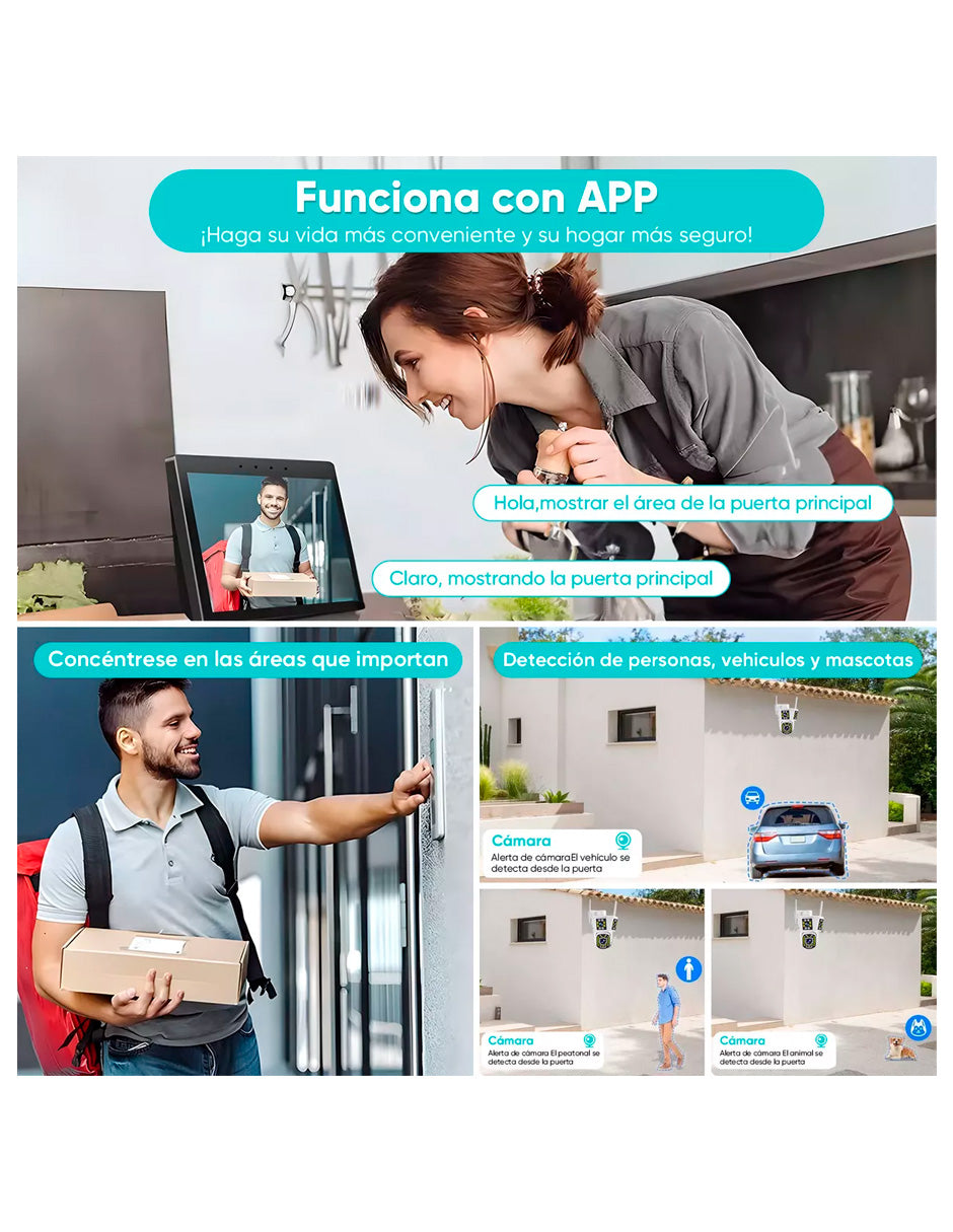 Cámara De Vigilancia Petukita Box IPC360 para Exterior/Wifi con tres Cámaras