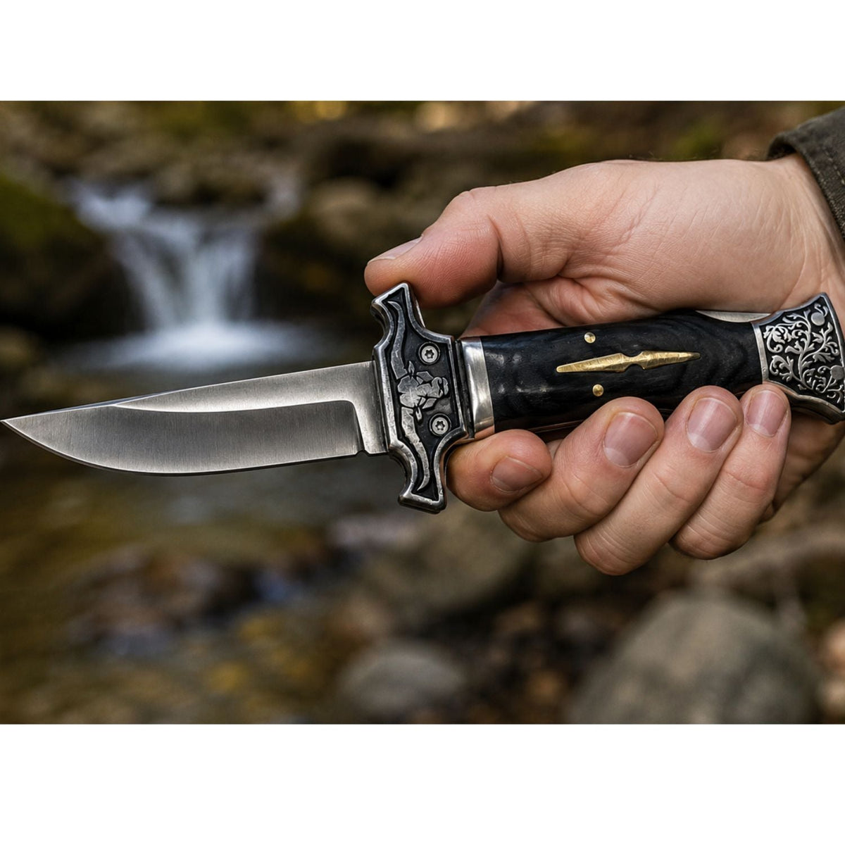 Navaja plegable elegante con cabeza de toro y acabado vintage - foto 3