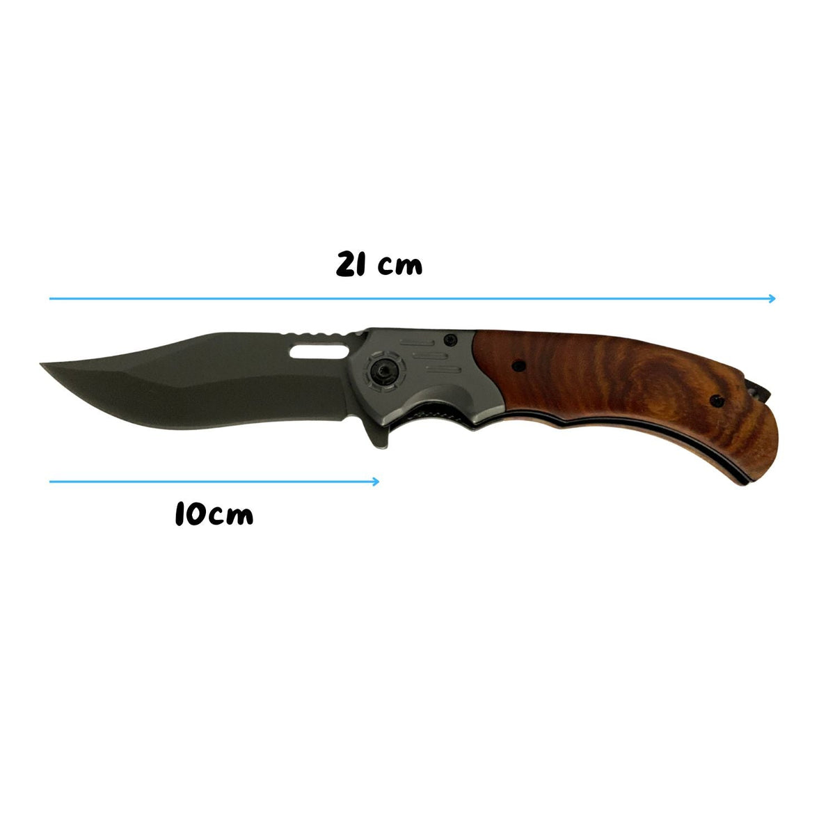 Navaja plegable de 21 cm con hoja clip point y mango de madera pulida - foto 4