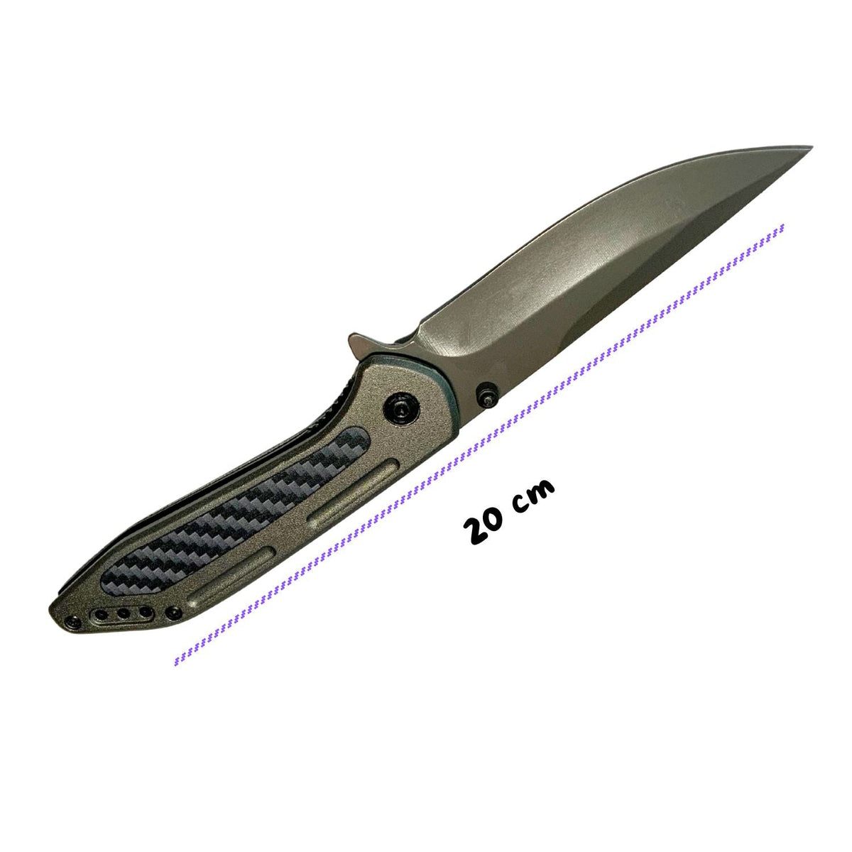 Navaja OTF spear point de 20 cm con mango texturizado y clip reversible - foto 4