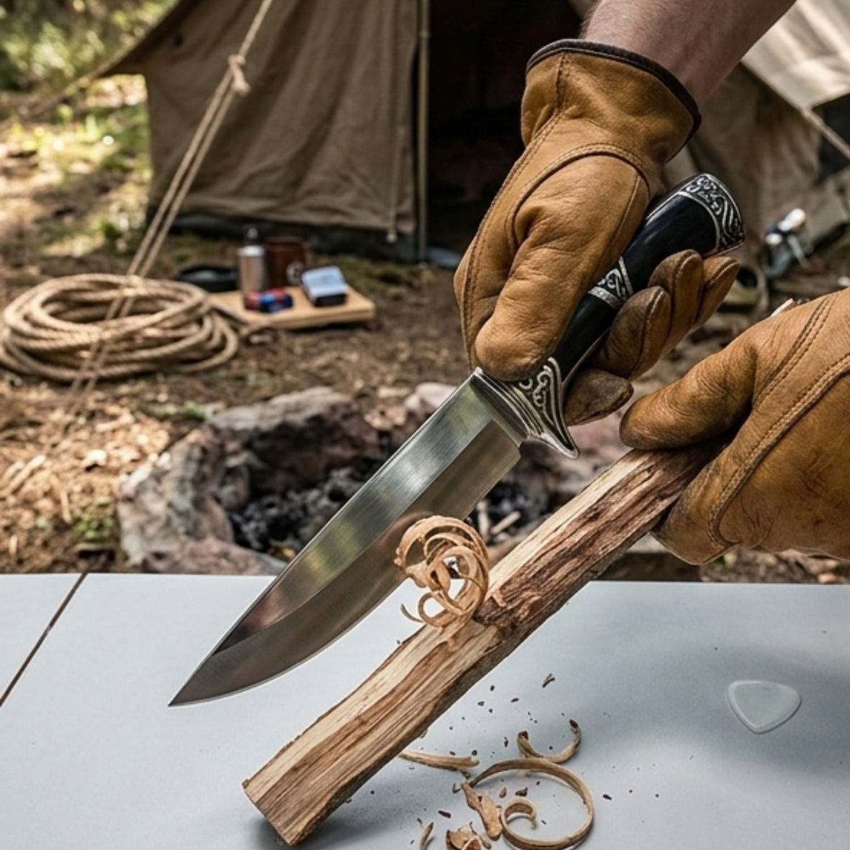 Cuchillo de campo con funda de nylon y mango ergonómico para camping - foto 6
