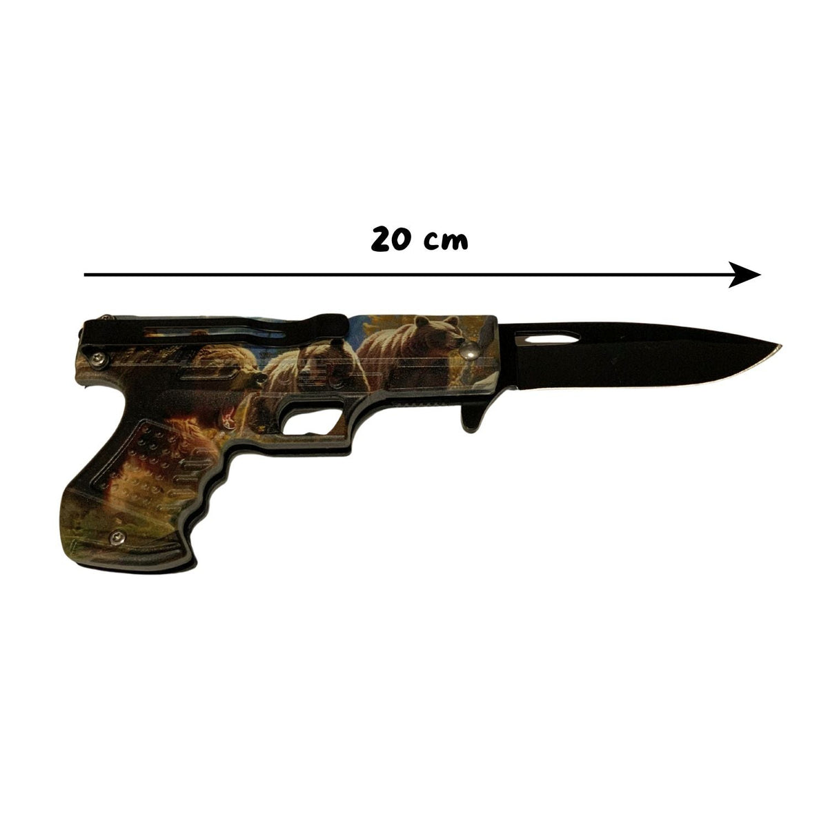 Navaja plegable estilo pistola con arte de oso y clip de bolsillo - foto 3