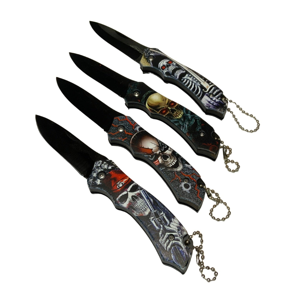 Set de 4 mini navajas plegables con calaveras 3D surtidas, 16 cm - foto 4