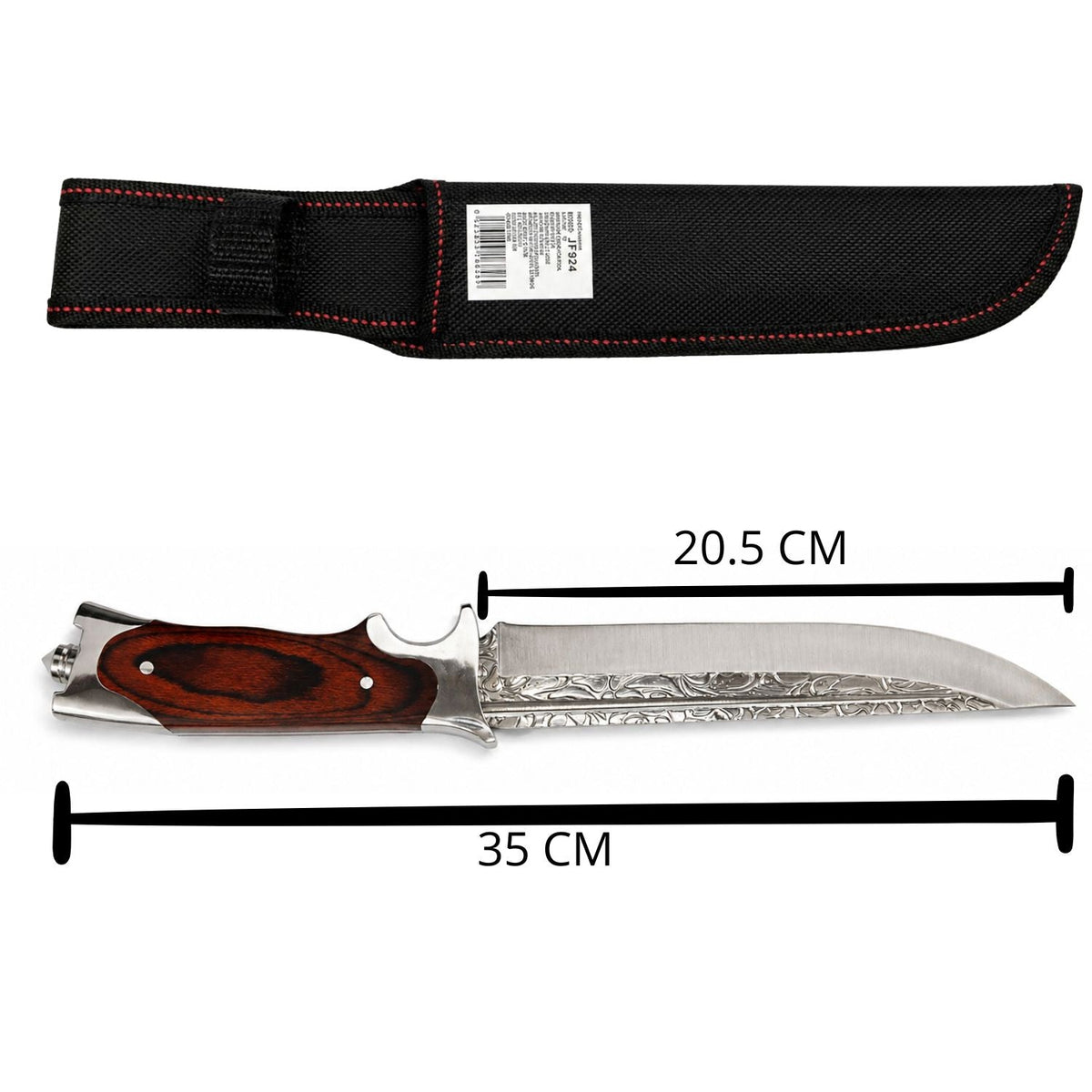 Cuchillo Bowie de 35 cm con hoja grabada y funda - foto 3