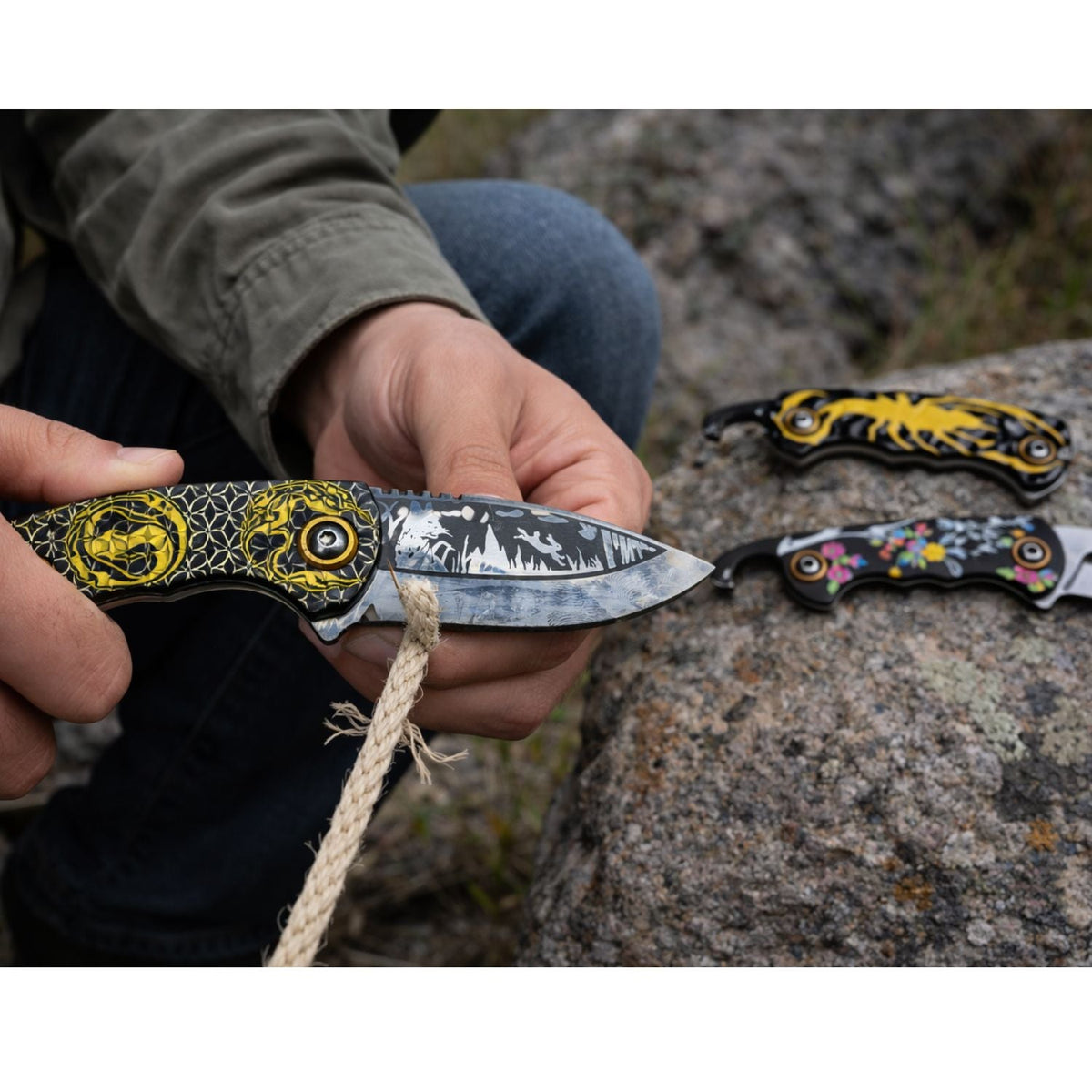 Cuchillo de hoja fija con rompevidrio y cortacinturón, funda incluida - foto 5