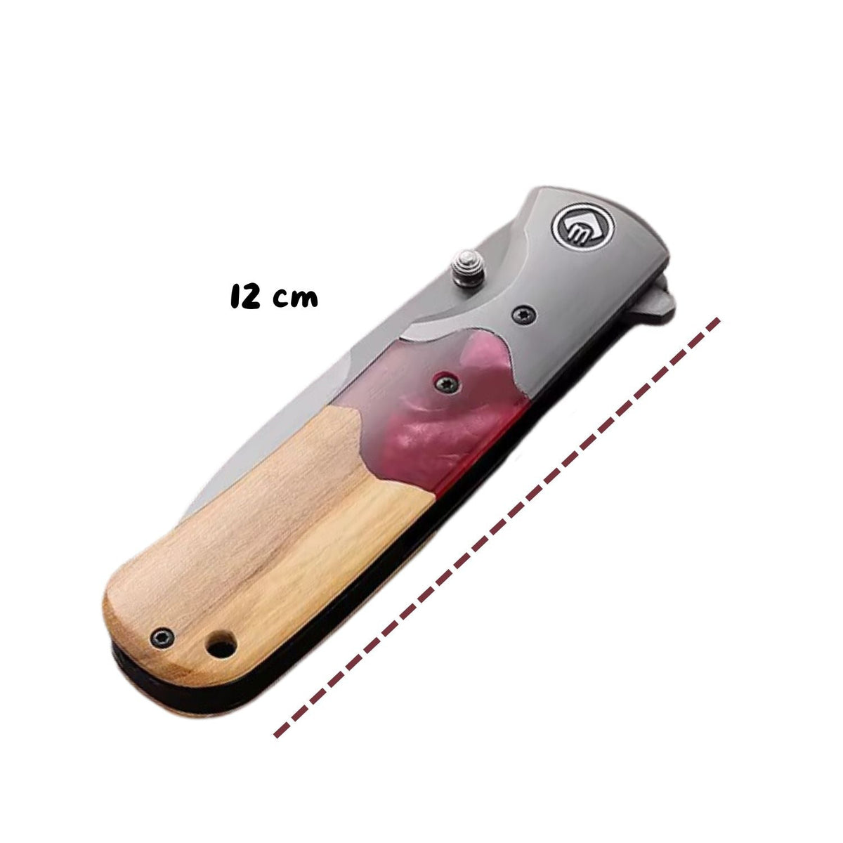 Navaja plegable EDC con clip, hoja drop point y mango bicolor - foto 5